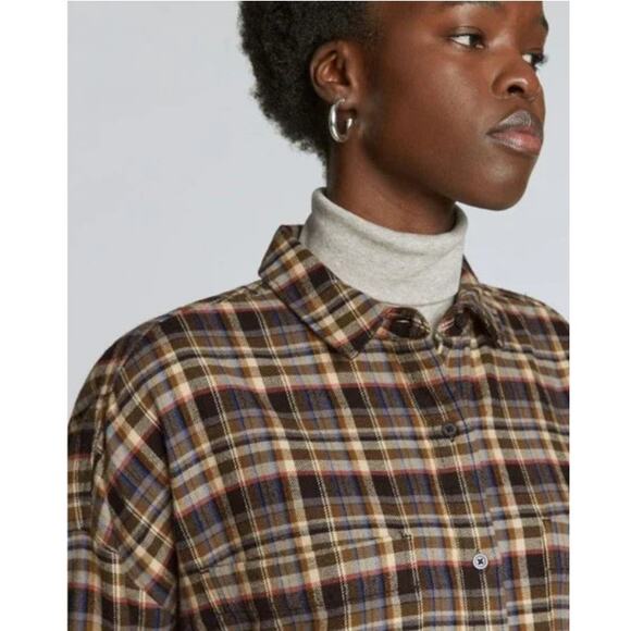 Everlane Boxy Plaid Flannel Soft Button Up Shirt - Sz XS - Picture 3 of 9